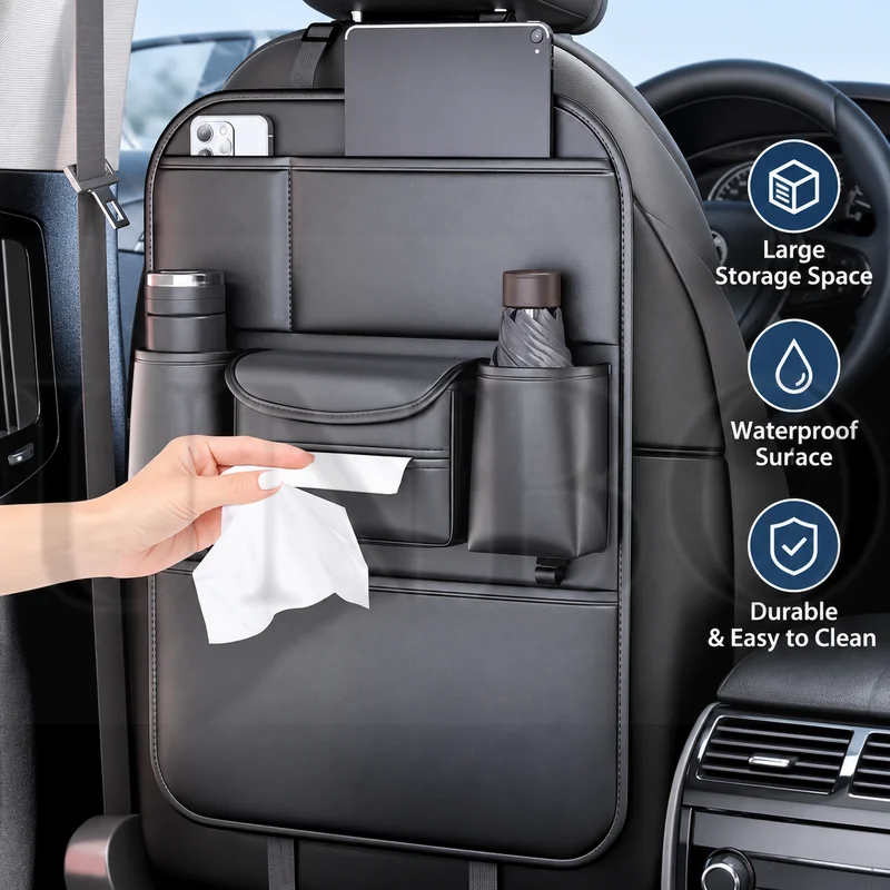 Car Seat Back Storage Bag Hanging Organizer Rear Seat Storage Box and Lumbar Support Pillow Universal Auto Accessory 4