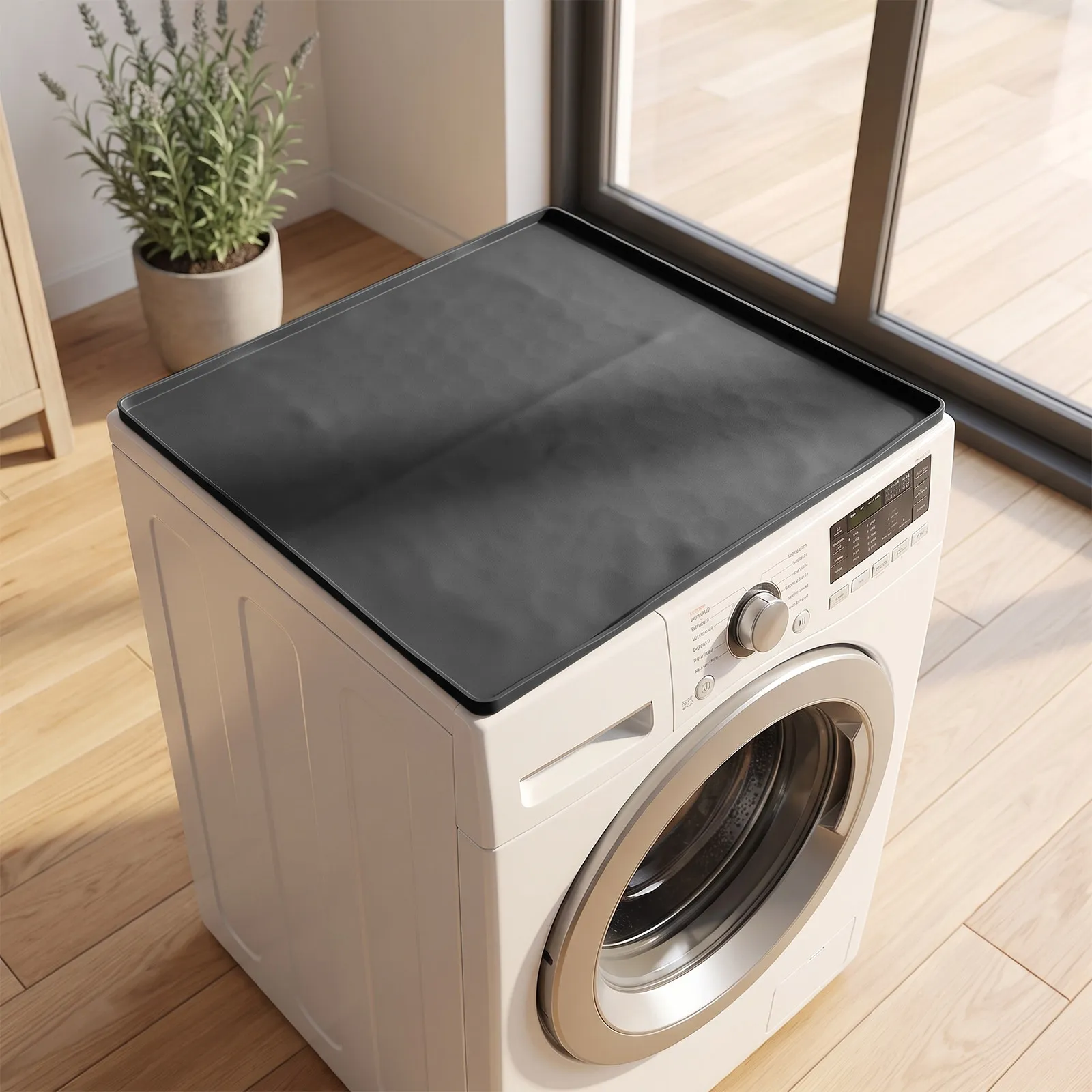1Set Washing Machine Protective Mat Black Silicone Washer Dryer Anti Vibration Non Slip Top Cover Waterproof Laundry Room Mat