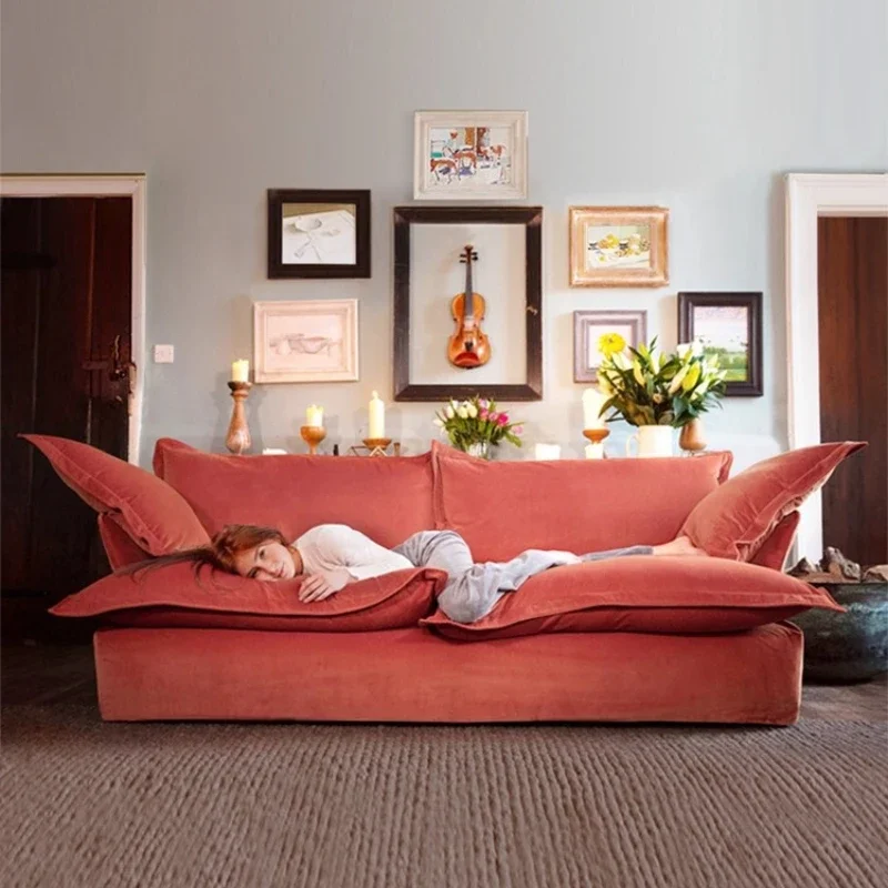 

Latex small apartment sofa living room apartment double simple modern lotus leaf edge fabric sofa Nordic super soft lazy