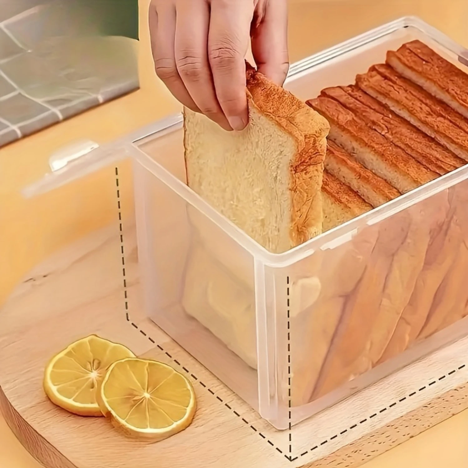 

Large Transparent Bread Box With Lid - Dustproof, Fresh-Keeping Plastic Container For Kitchen & Refrigerator