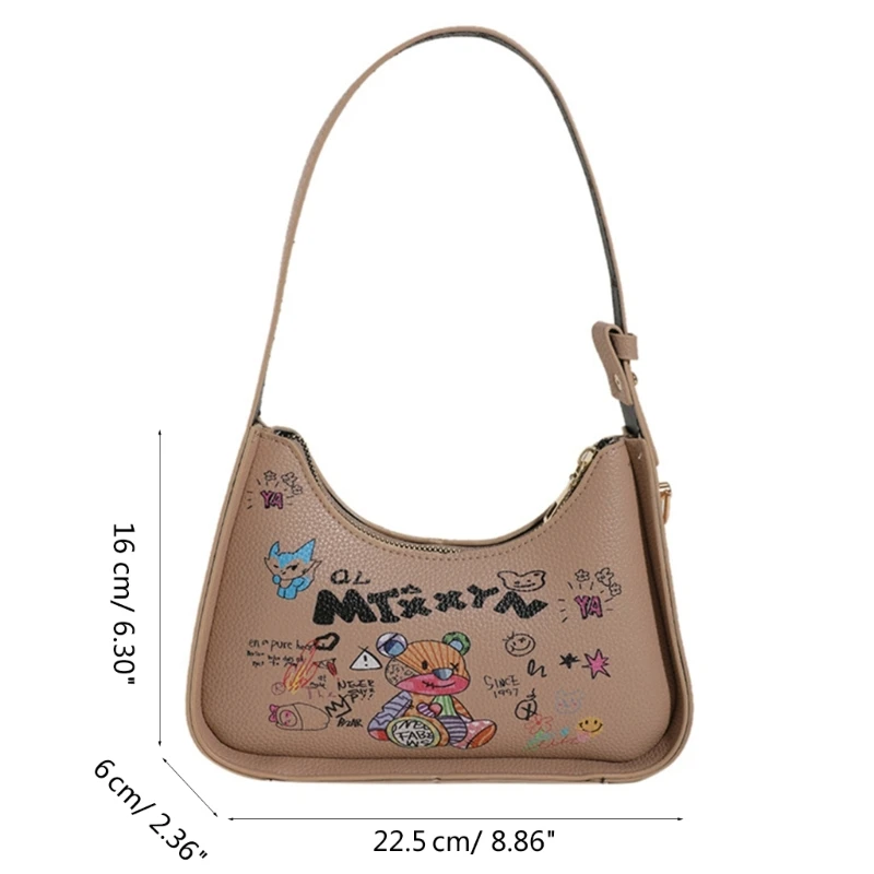 Bolsos con diseño impreso de dibujos animados, bandoleras de gran capacidad, para axila, E74B, novedad de 2023