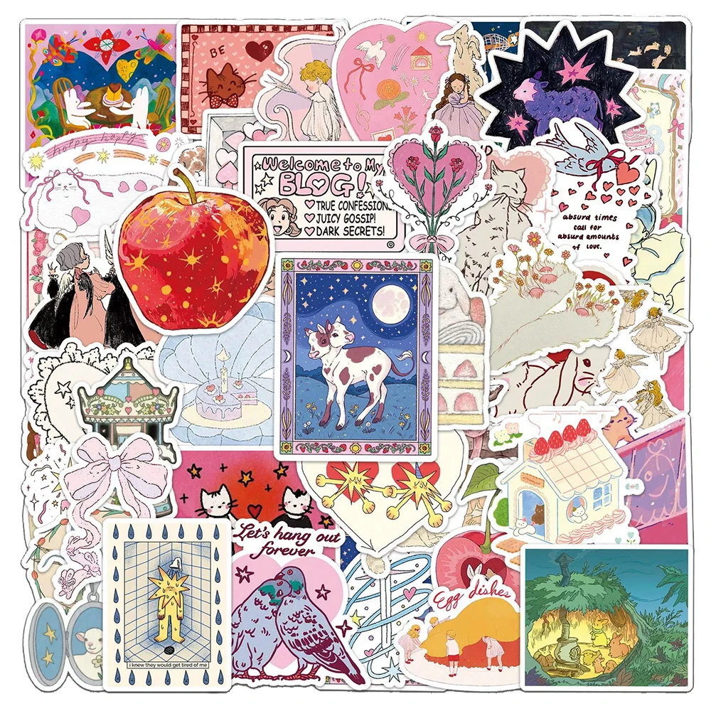 

10/30/50pcs Retro Fairy Tale Graffiti Stickers Cute Cartoon Ins Style Decals DIY Scrapbooking Phone Luggage Sticker for Kids Toy