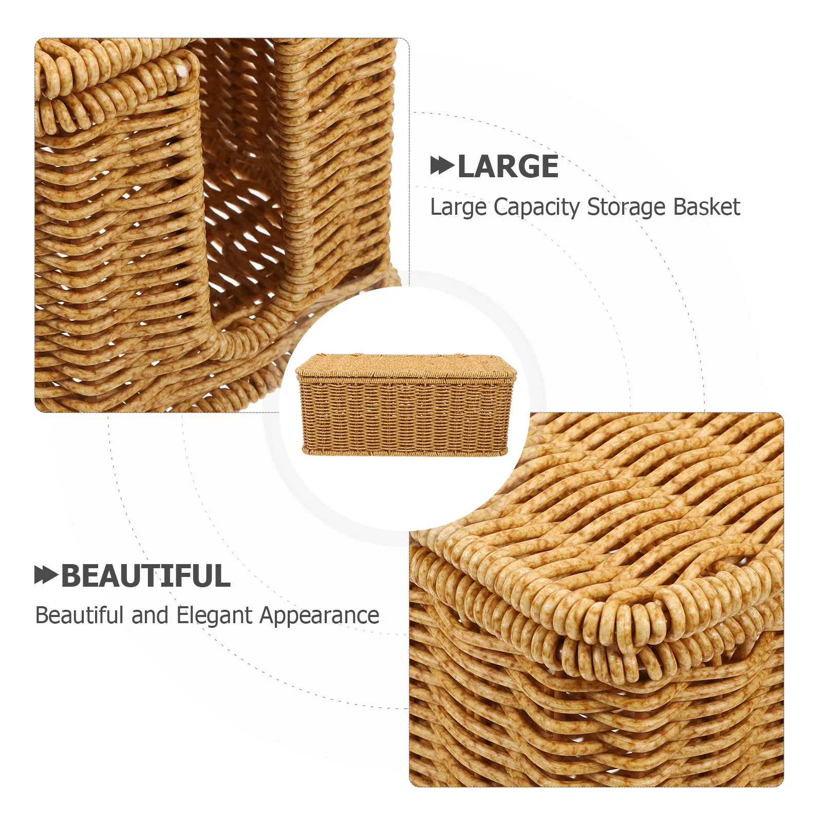 Caja organizadora de cables inspirada en ratán, almacenamiento de escritorio de gran capacidad para regleta de alimentación y Cables, solución de gestión de cables