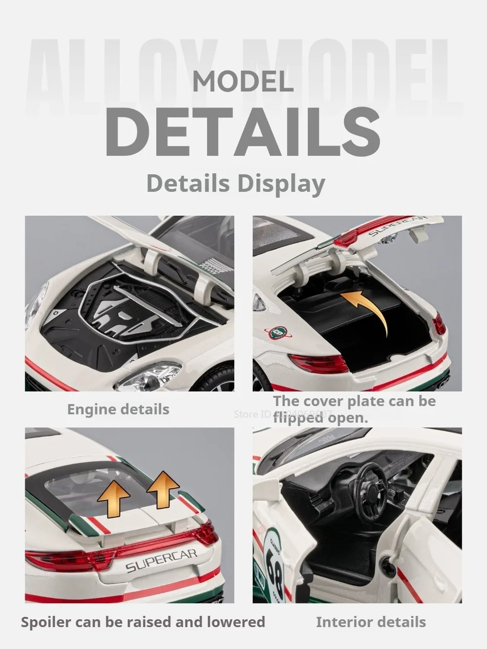 1:32 GTR Panamera Modell Sportwagen Spielzeug Legierung Druckguss Sound Licht Türen geöffnet Exquisite Körper zurückziehen Sammlung Supercars – Detail 16