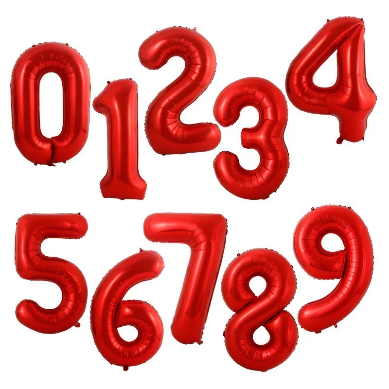 1 Stück 40 Zoll US-Version Schlanke Große Rote Zahlen 0-9 Folienballons Hochzeit Geburtstag Party Dekoration Jubiläum Heliumballon – Detail 4
