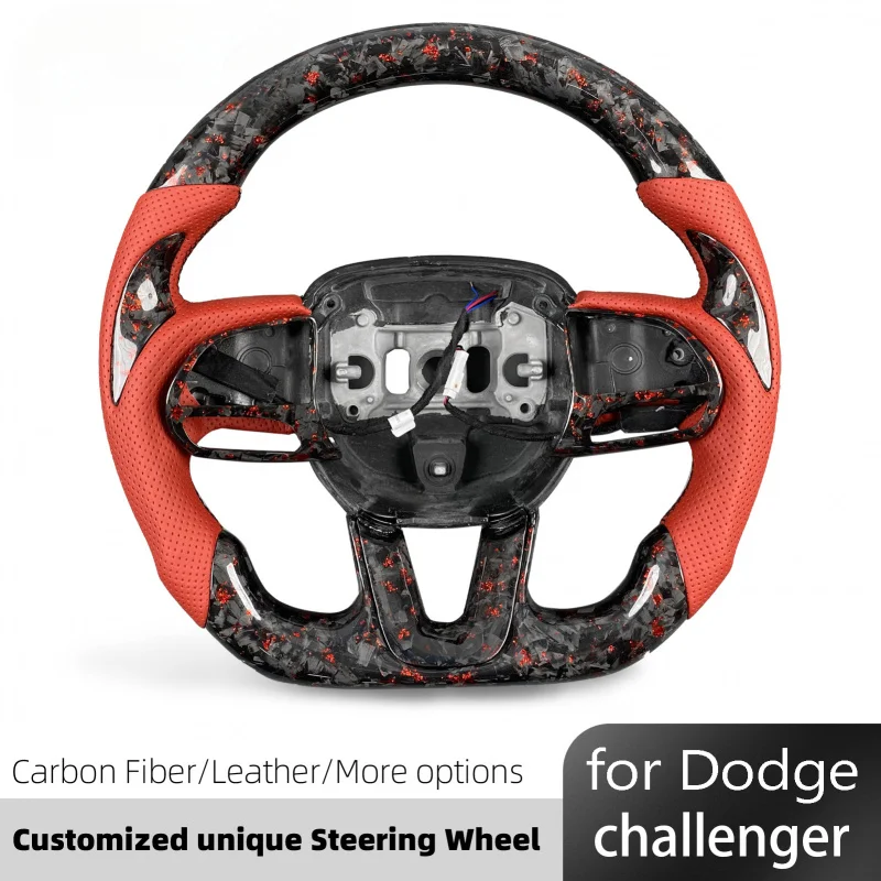 RTS Custom Red Sport Forged Leather Steering Wheel 2015 2022 Carbon Fiber