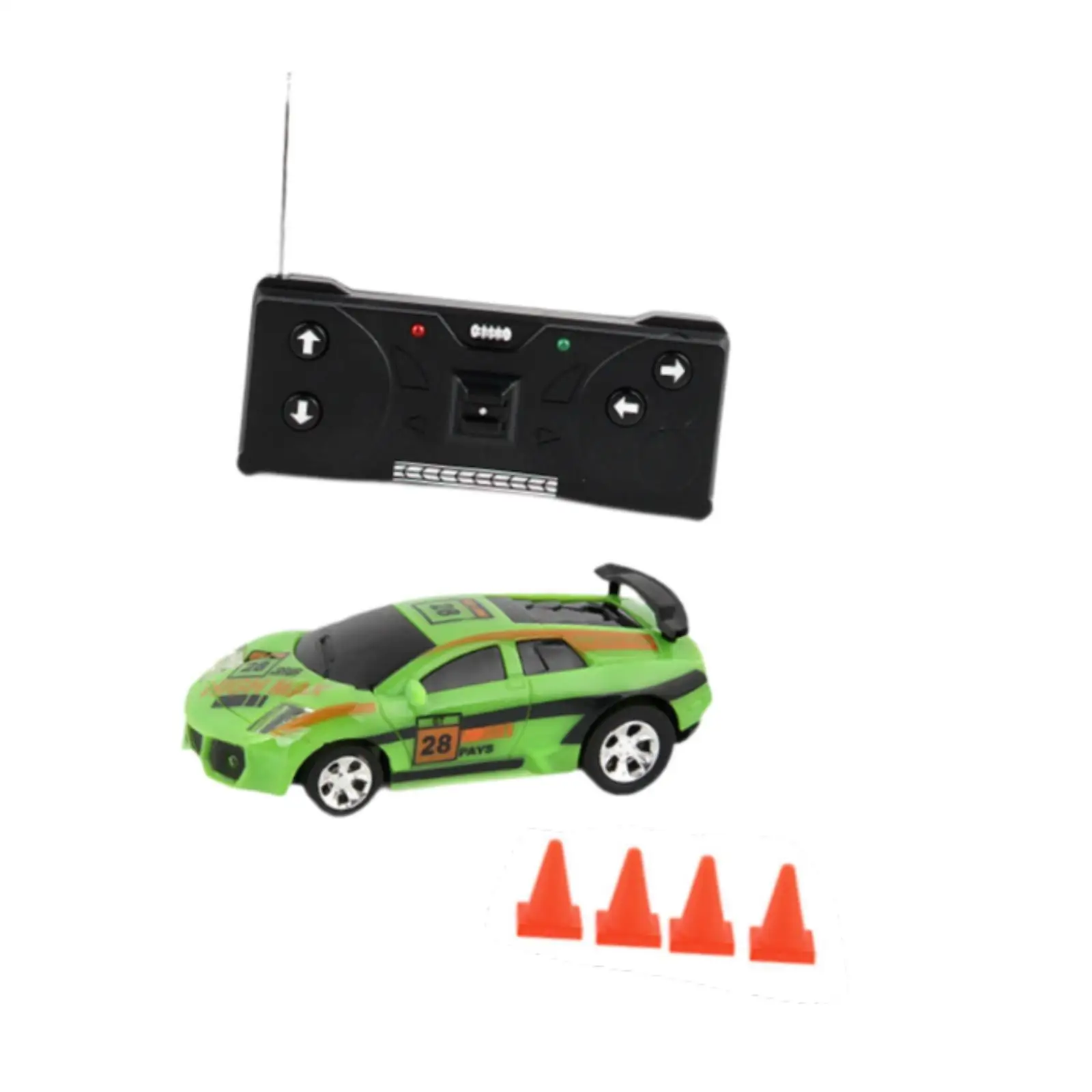 RC Car Toy for Kids Mini Portable Race Car Hobby Vehicle with Remote Control and Roadblocks Small Size Gift for Boys