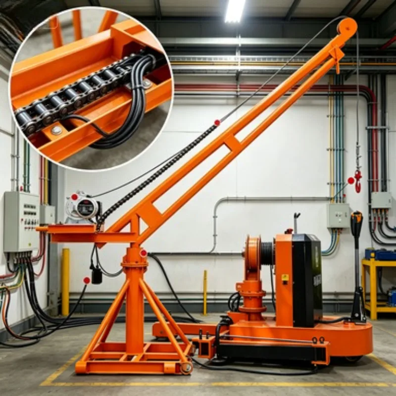 Lightweight Self-Propelled Mini Floor Crane – 1000kg Electric Hoist with 360° Rotation, Truck Crane for Building Construction