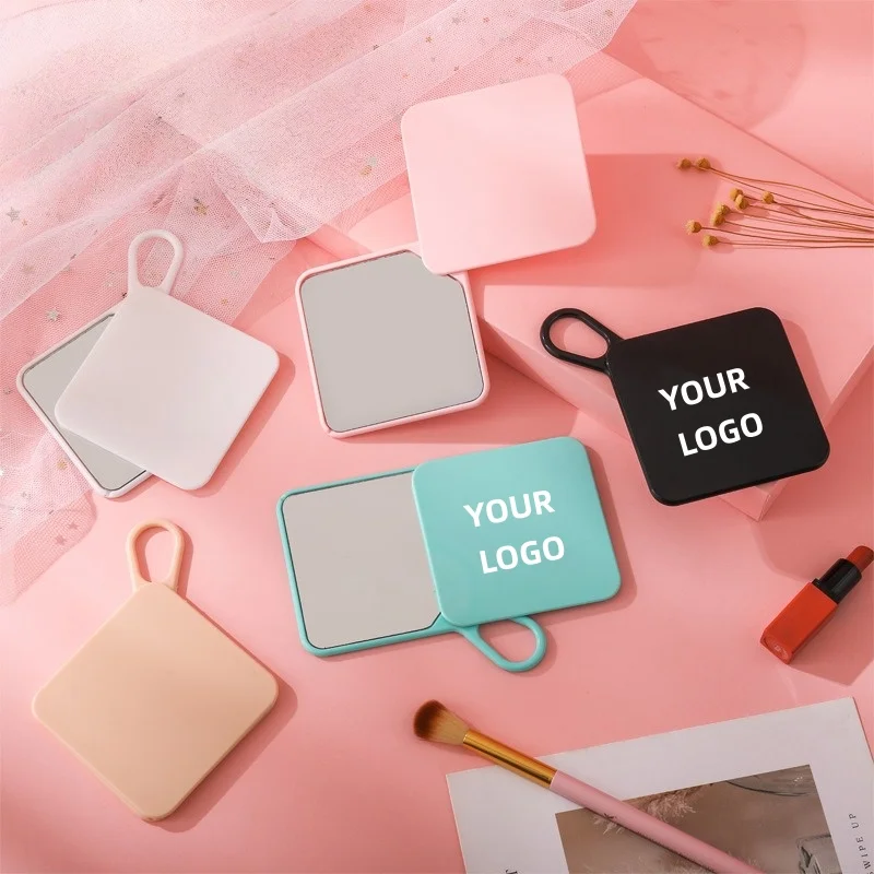 【โลโก้สั่งทำ】กระจกสี่เหลี่ยมแบบมีตะขอ 50 ชิ้น กระจกแต่งหน้าแบบกำหนดเองได้ รองรับการปรับแต่งสำหรับองค์กร ขายส่ง