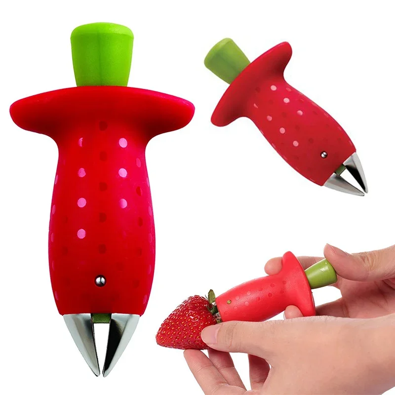 Metal Plastic Fruit Leaf Remover Tomato Stalks Strawberry Knife Stem Remover Gadget Kitchen Cooking Tool Hot