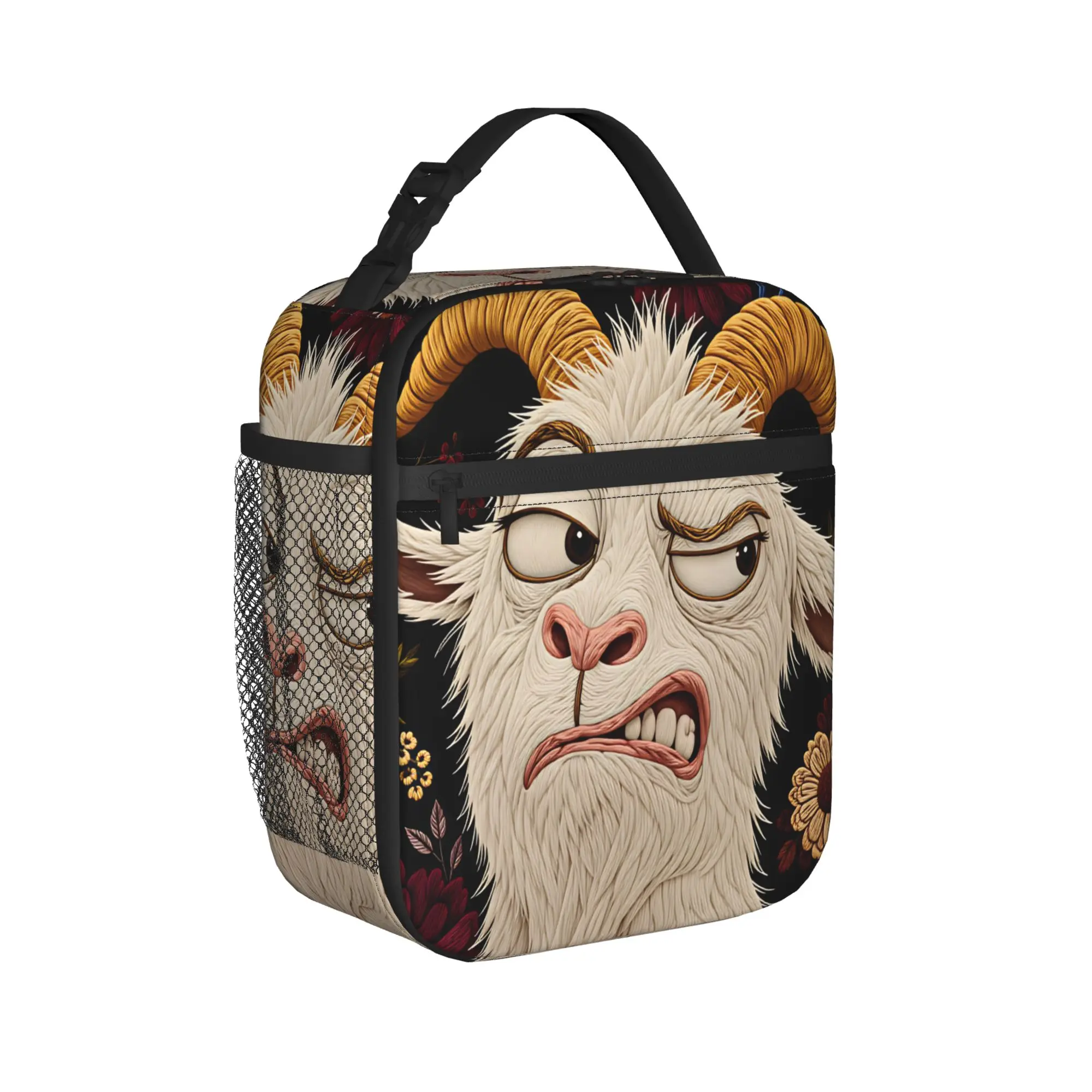 Screaming Goat  Lunch Bag  Aesthetic Lunch Box Office Portable Insulated Tote Food Bags For Women Oxford Custom Cooler Bag