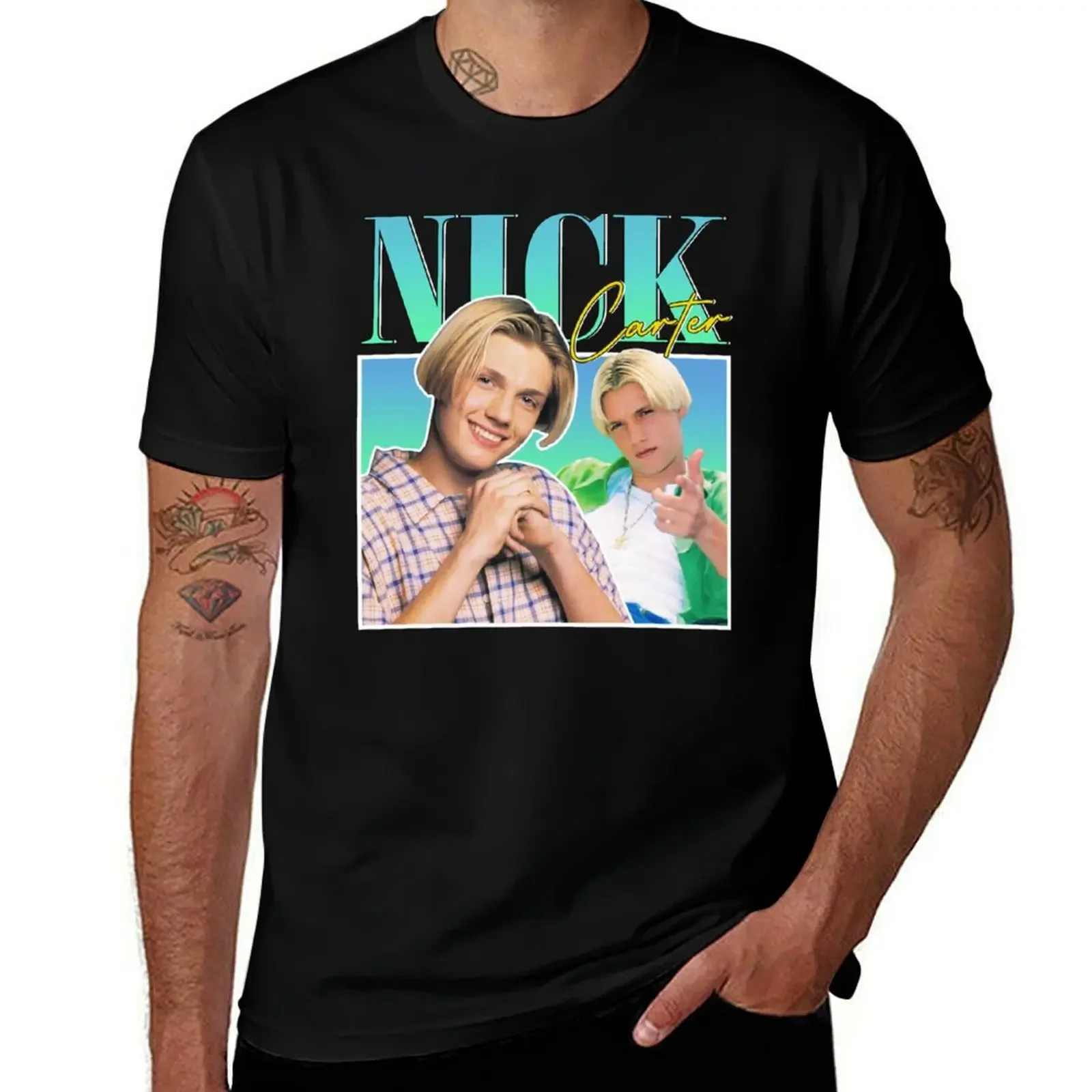 

Nick Carter Backstreet Boys 90s Style T-Shirt rapper graphic tees blanks tshirts for men