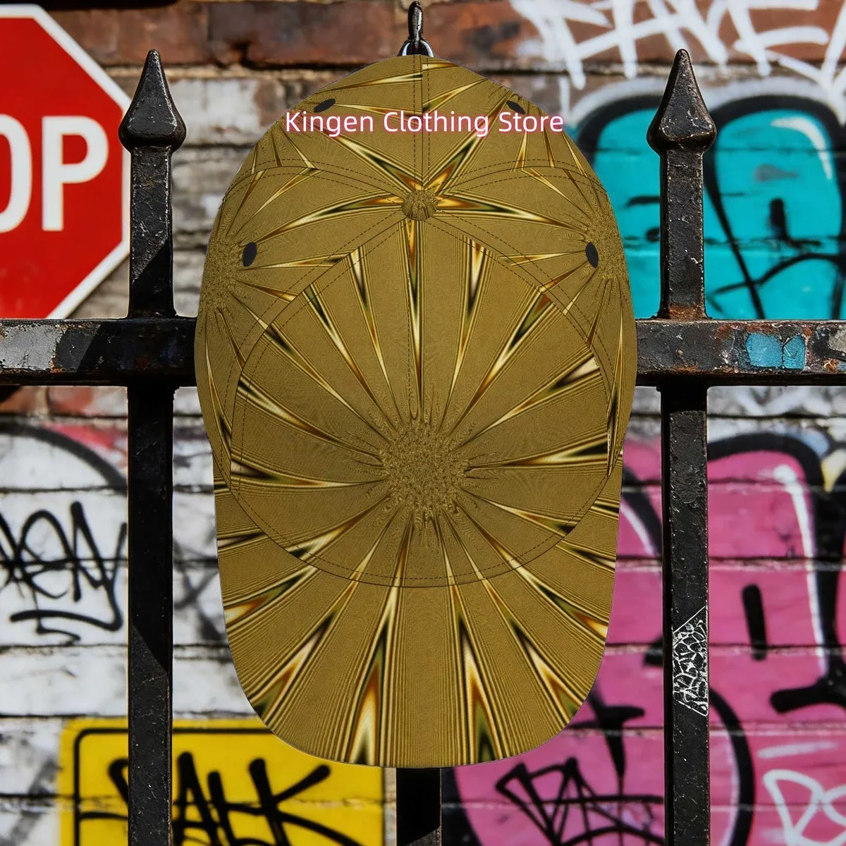 1pc of a Snapback Cap Featuring a Golden Radiant Pattern And a Lively Design, Perfect for Running And Outdoor Activities, Making