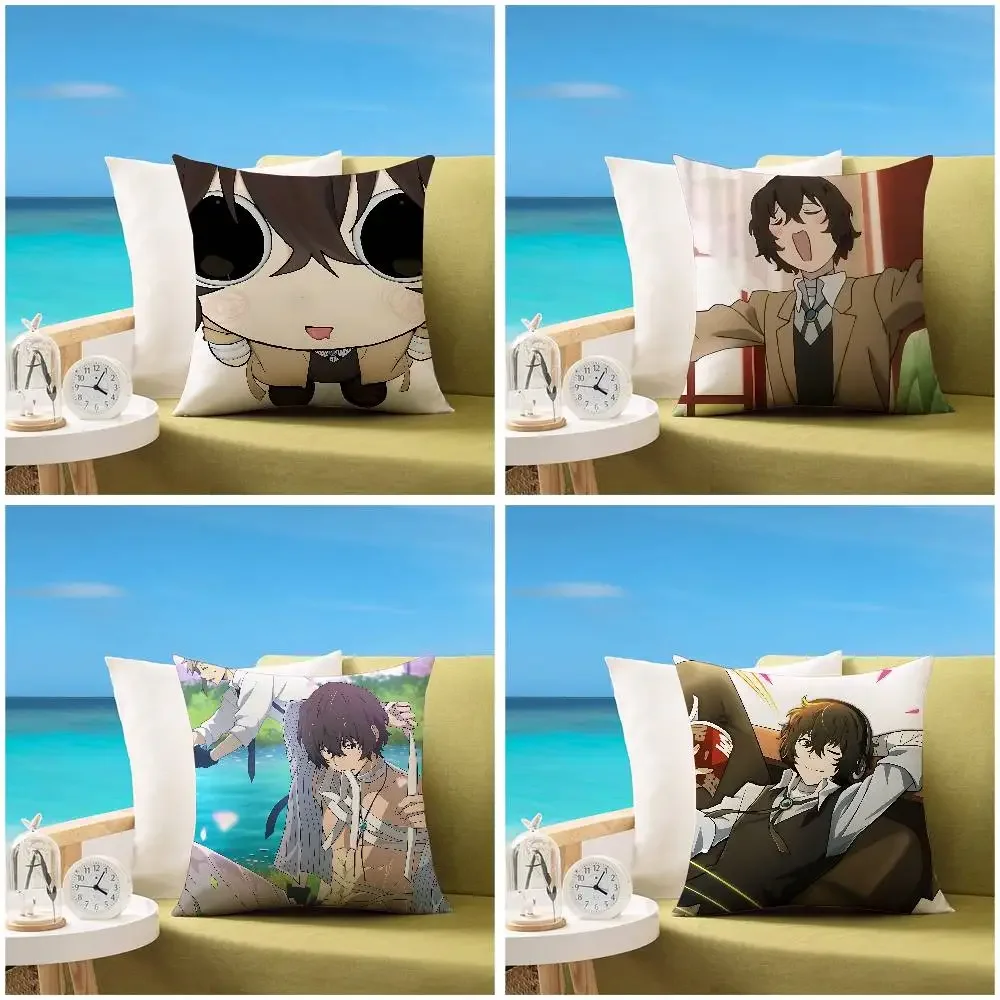 Figure O-Osamu Dazai Pillow Case Sofa And Living Room Decorative Cushion Covers Dust-proof And Mite-proof Invisible Zipper
