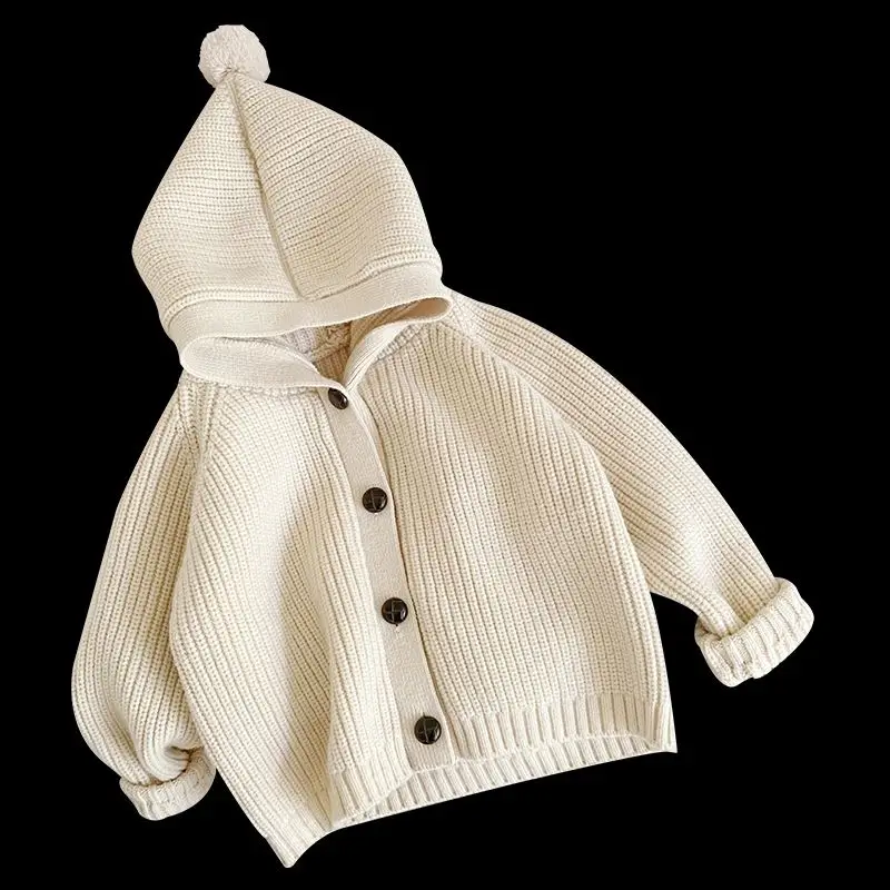 Baby Autumn Sweater Coat 2022 New Children\'s Hooded Top Autumn Sweater Korean Boy Knitted Cardigan