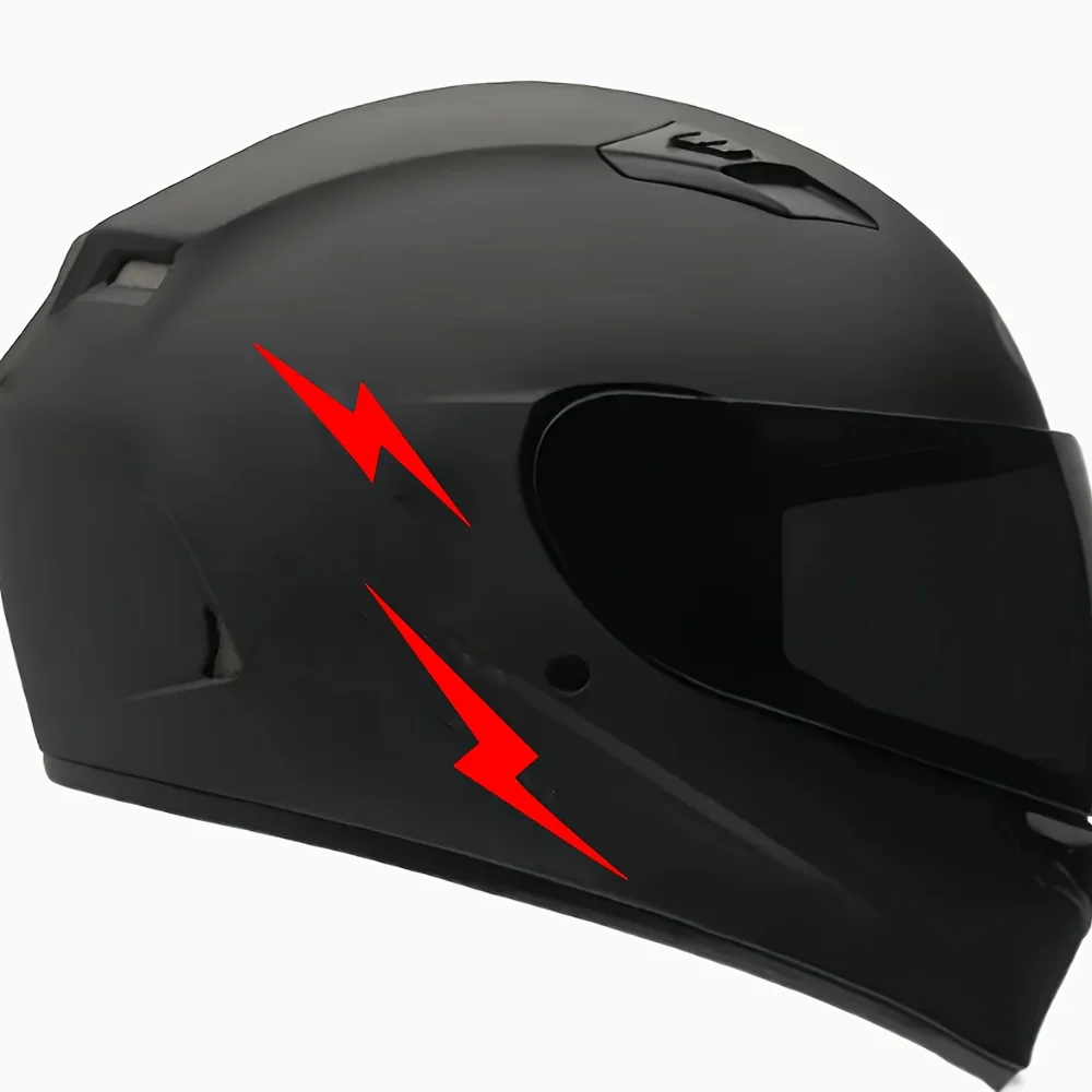 Red Lightning Sticker Matte 2D Flat Vinyl Decal High Visibility Weatherproof Motorcycle Helmet Bike Racing Accessory Decor