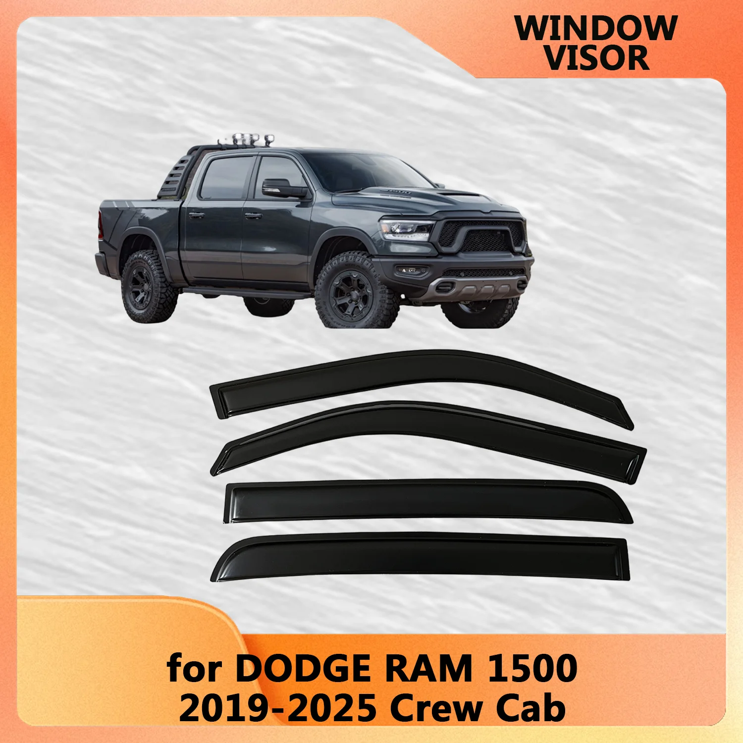 

Оконный козырек для DODGE RAM 1500 Crew Cab 2019-2025, ветрозащитные дефлекторы, защита от дождя, дверной козырек, вентиляционные шторы, вентиляционный козырек
