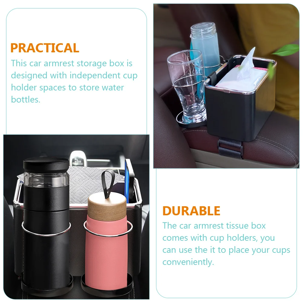 

Car Tissue Box Large Space Cup Holder Storage Armrest Organizer Backseat Kids Barrier ABS Material Multifunctional