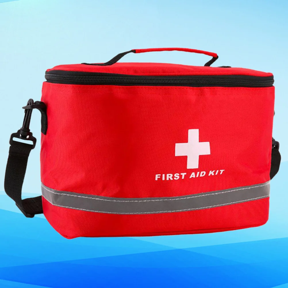 Cylinder Shape First Aid Bag Portable Red Emergency Survival Kit Handheld Shoulder Strap Outdoor Medical Accessories