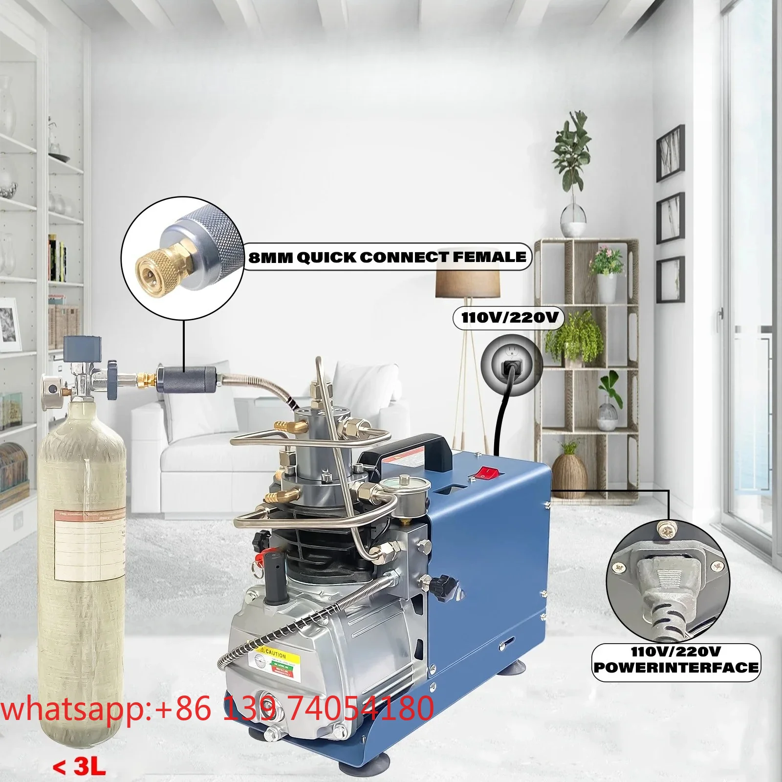 4500Psi 300Bar PCP Air Compressor AUTO-STOP  High Pressure Compressor for Scuba Diving Tank Filling