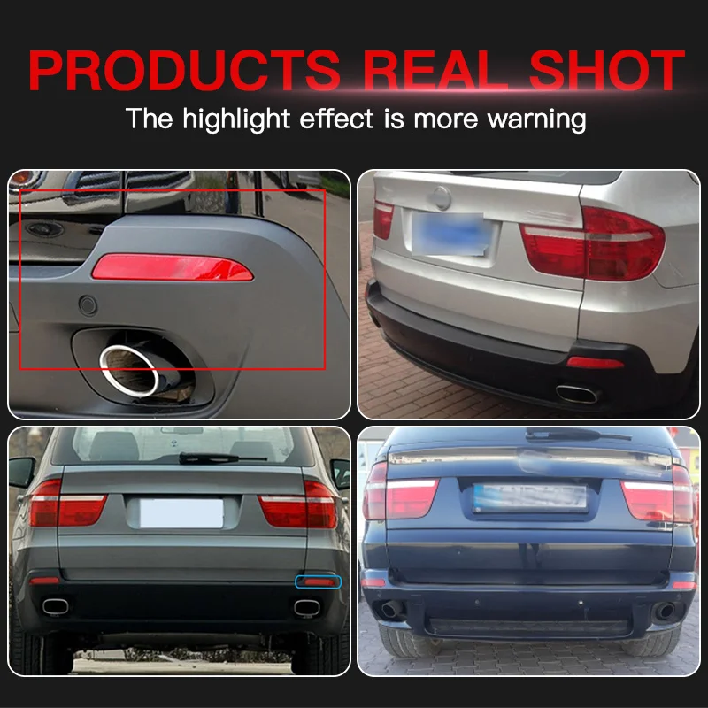 

2pcs Car Red LED Rear Bumper Reflector Tail Brake Stop Light Accessories 63147158950/7625714988463 For BMW X5 E70 M 2006-2013