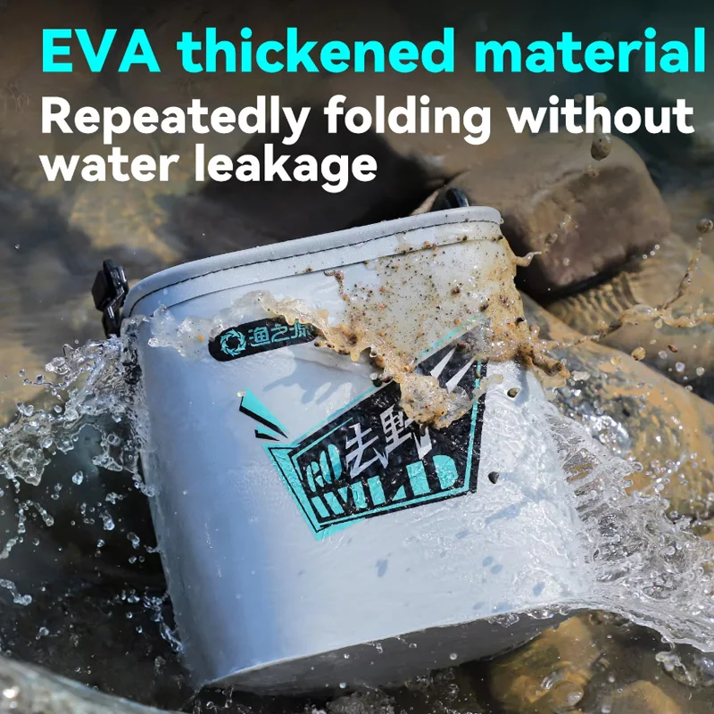 دلو طعم السمك المباشر السميك القابل للطي من مادة EVA: منظم أدوات محمول متعدد الوظائف مقاوم للماء للتخييم في الهواء الطلق #5