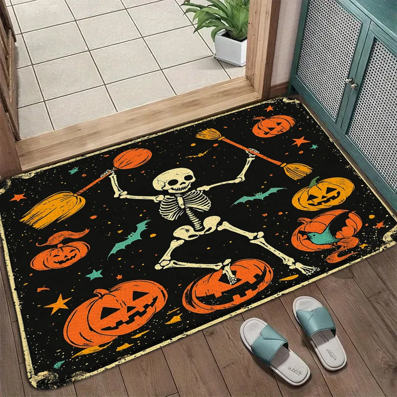 

Halloween Doormat Lovely Santa Claus skeleton pumpkin Carpet Home Living Room Soft Rug Bathroom Kitchen Anti-Slip Floor Mat
