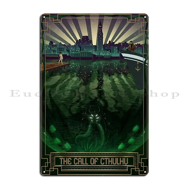 The Call Of Cthulhu Art Deco Metal Plaque Poster Wall Mural Garage Decoration Classic Custom Cinema Tin Sign Poster