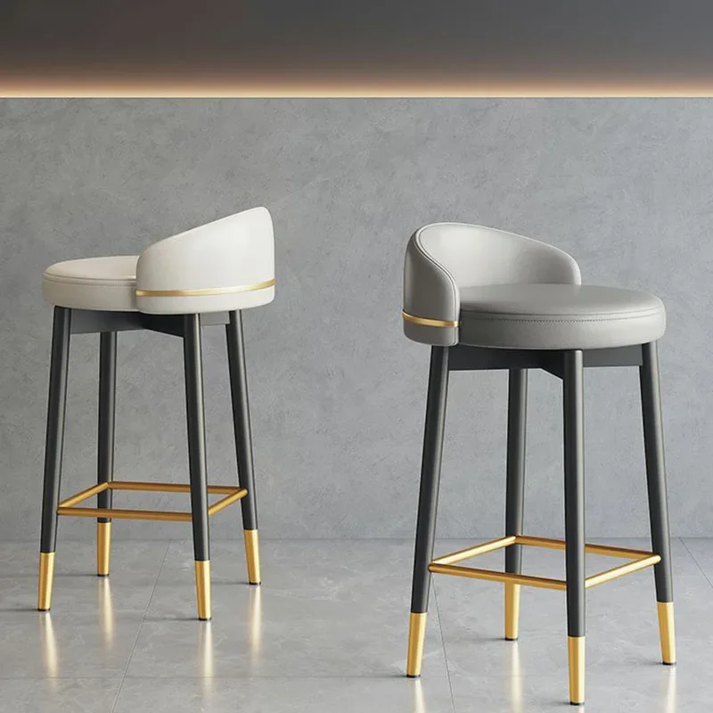 

High Quality Bar Stool Modern Design Waterproof Comfortable Leather Nordic Chair Gold Minimalist Taburete Alto Furniture