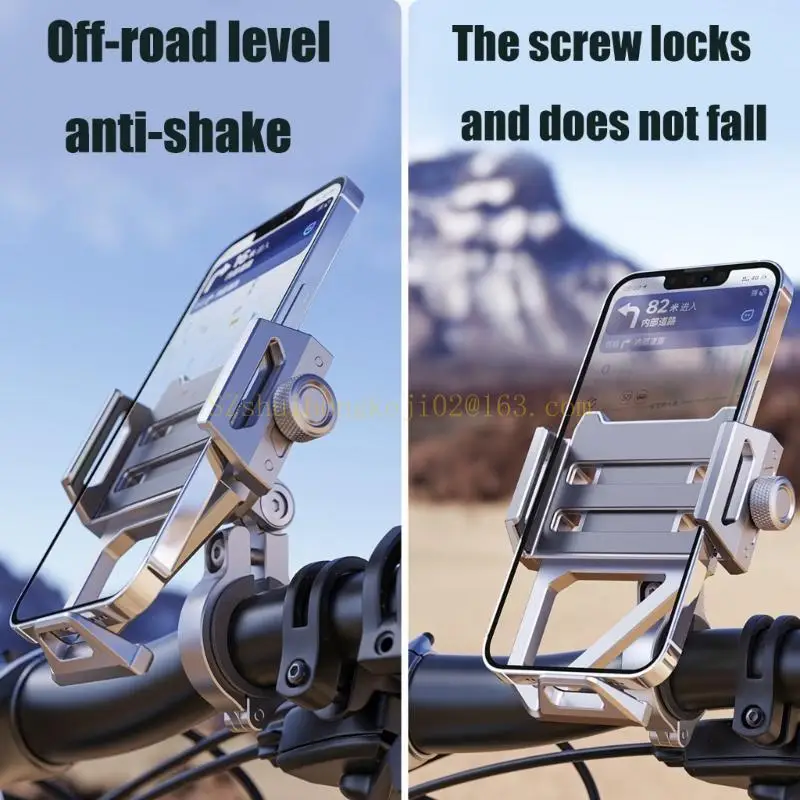

360 Degree Rotating Motorcycle Phone Holder Motorbike Handlebar Mount Cradles，Shockproof Stand 360 Degree Rotating Metal Holder