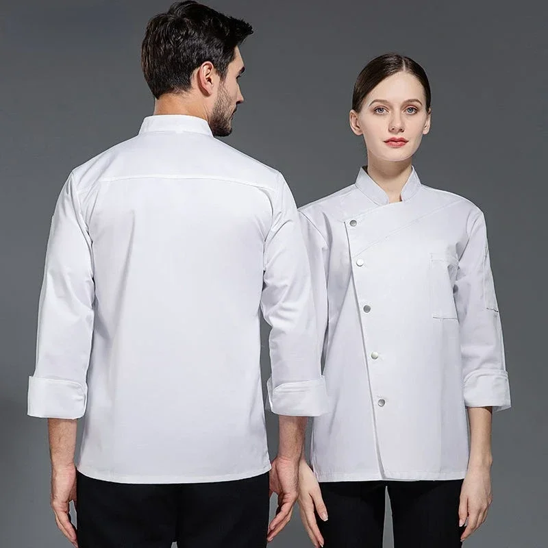 Uniforme de chef de restaurant pour hommes et femmes, veste de boulanger de cuisine à manches courtes et longues, tablier de cuisinier, vêtements de travail, tenue de cuisinier