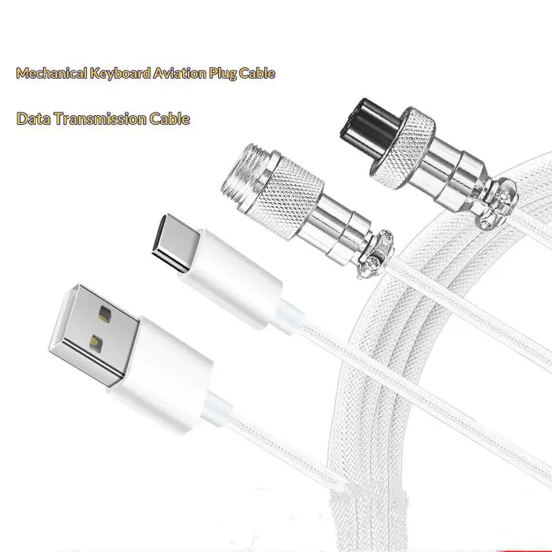 USB Type C Coiled Cable For Mechanical Keyboard Max Aviation Connector Cord For Desktop Computer