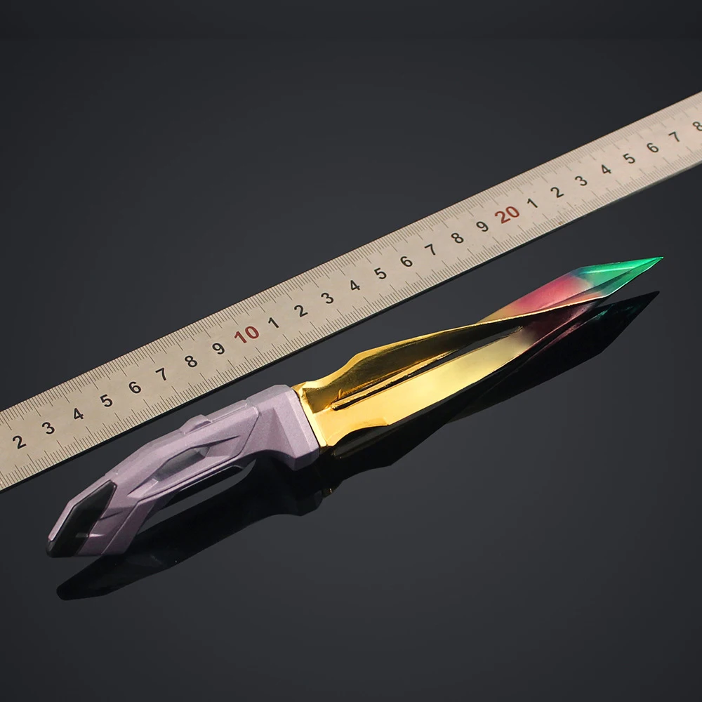 22cm VALORANT 게임 다채로운 칼 주변기기 금속 모델 소품 다시 포장 장식 키 체인 데스크탑 장식품 선물 완구