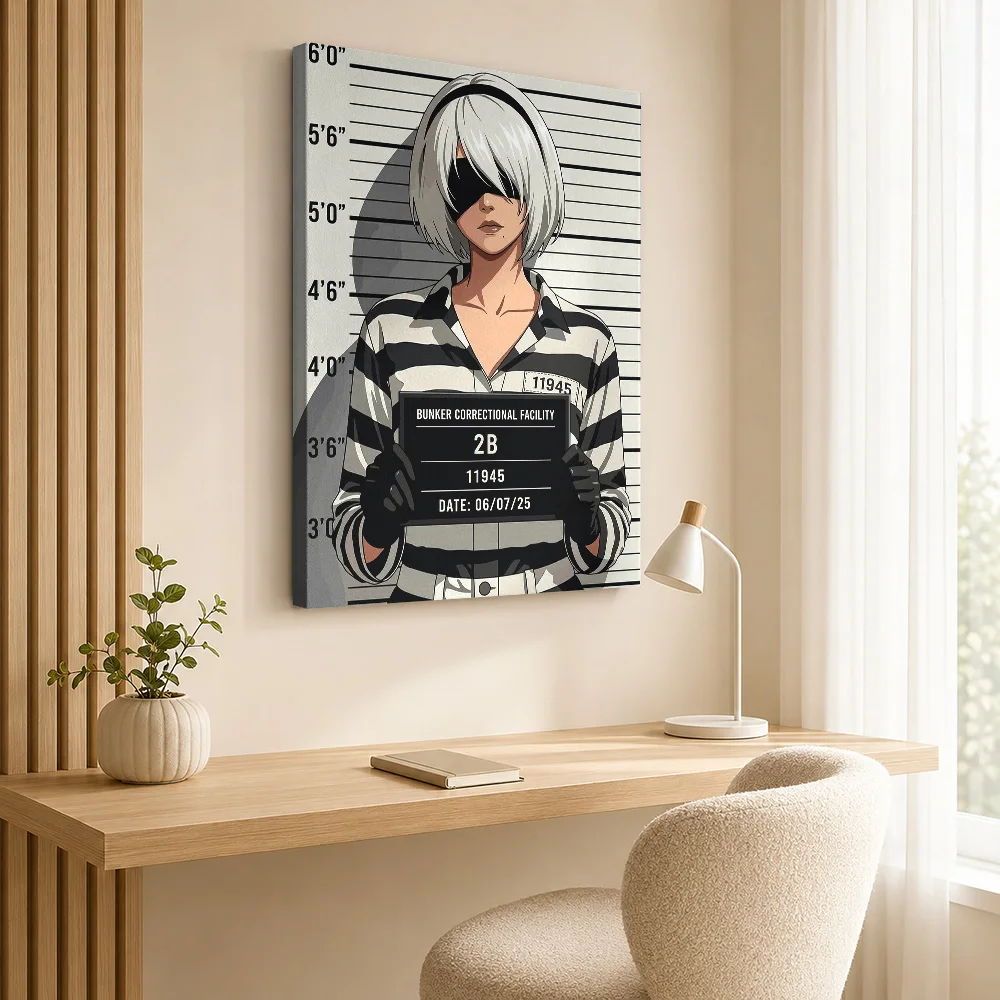 2B Mugshot Canvas Painting Poster Custom Photo Modern Aesthetic Wall Art for Dining Room Decor Ready to Hang Housewarming Gift