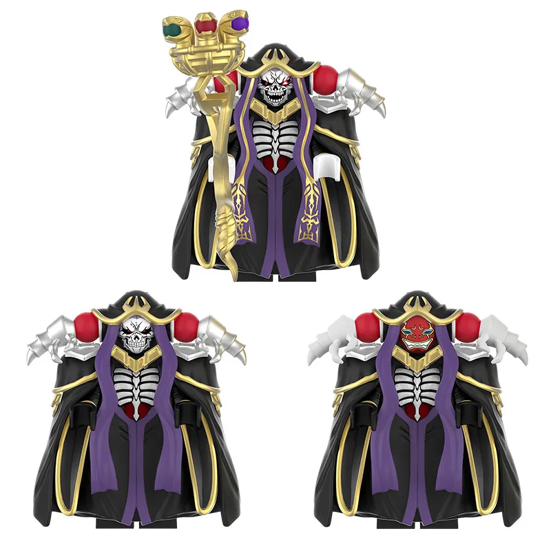 Overlord Custom Actionfigur mit Roter Maske, Schwarzem Umhang, Goldverzierung, Lila Hochwertiger Kunststoff Ainz Ooal Gown Sammlerstück