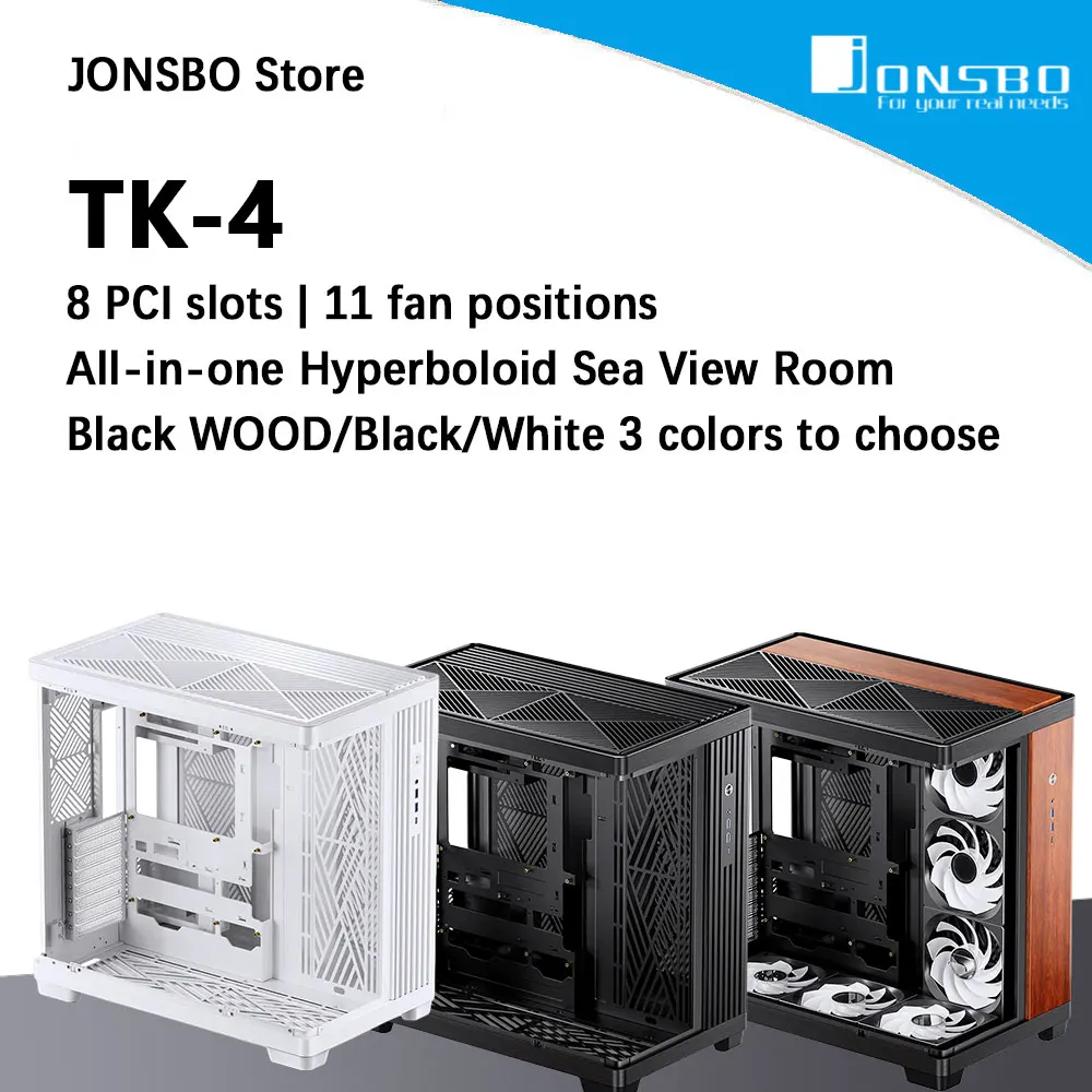 JONSBO TK-4 AIO Hyperbolic Ocean View ATX Case(11 Fan Positions/Aluminum Frame/420mm Water cooling/ATX PSU/Type-C Gen2 10Gbps+)