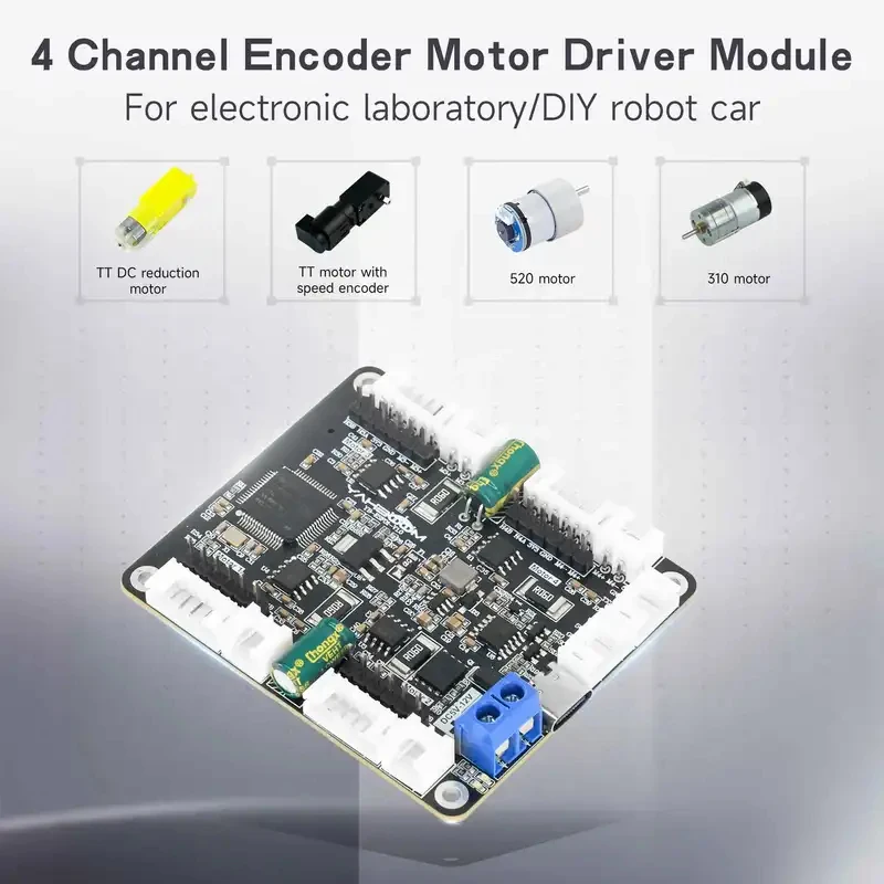 4-Channel Encoder Motor Driver Module With Voltage Regulator High-Performance Coprocessor Electronic RobotCar