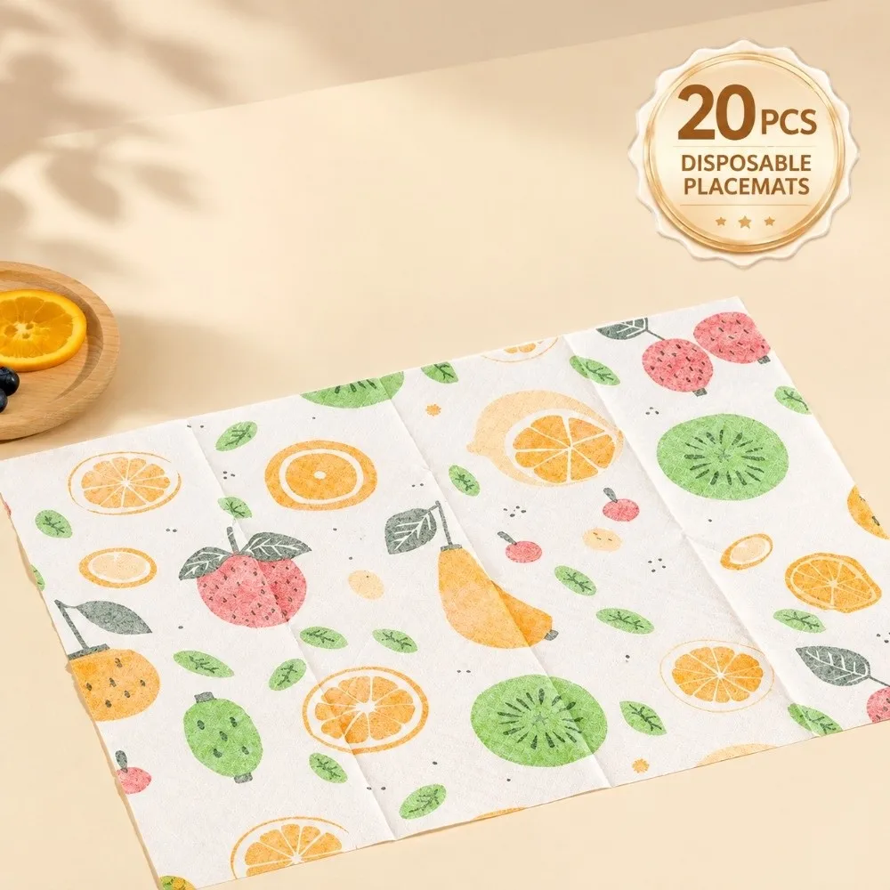 20pcs Daily Throwing Oil-proof Disposable Placemats Cute Portable Dining Pads Durable Hands-free Table Mats Toddlers