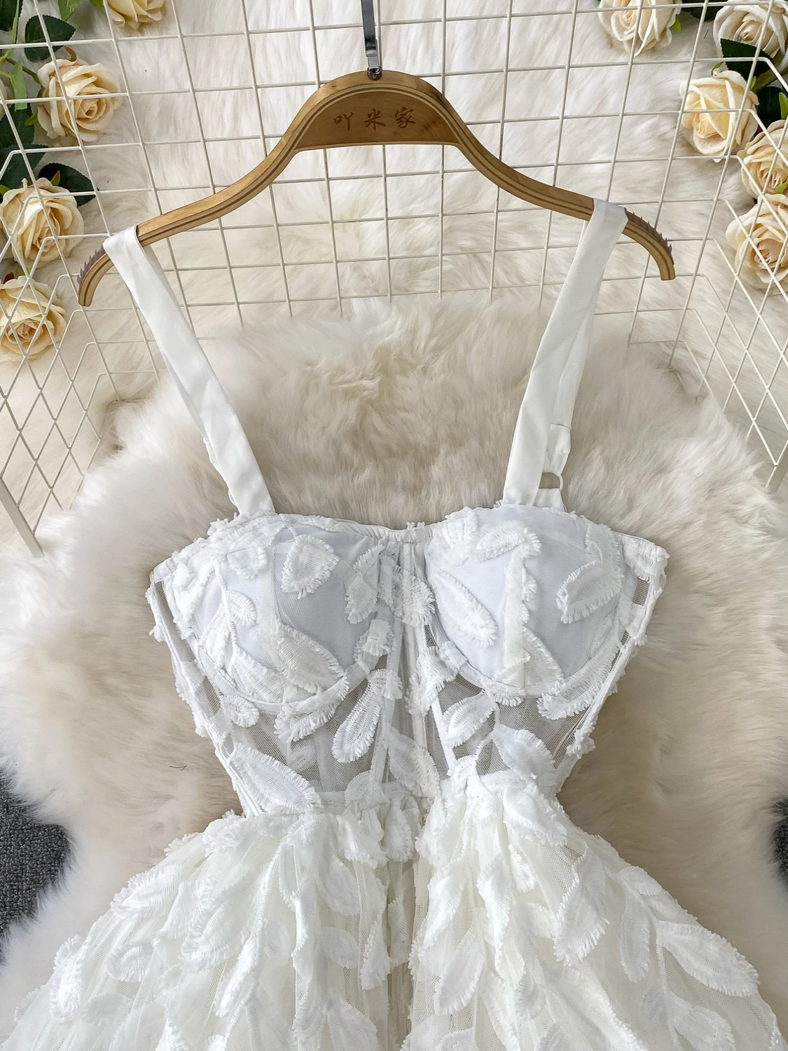 Ele été brodé lourd travail sangle Dr femmes taille haute minceur moi fée jupe trajet Sle Version coréenne