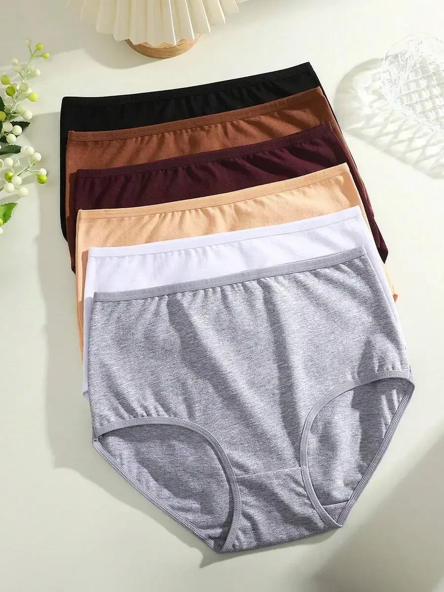 

7 Pcs Women Cotton Underwear Soft Comfortable Skin Friendly Mid Rise Solid Briefs