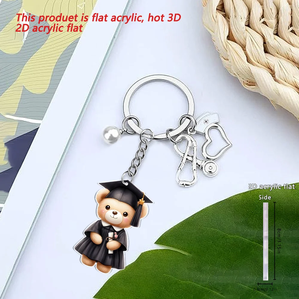 Hanging Car Mirror Charm Animal Pattern Acrylic Pendant for Student Accessory Gift For Couples Backpack Decoration