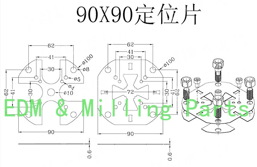 3R ER Positioning Pieces Benchmark 50X50mm 90X90mm 54X54mm 70X70mm For Vise Holder Electrode Sparks Wire EDM Fixture Machining