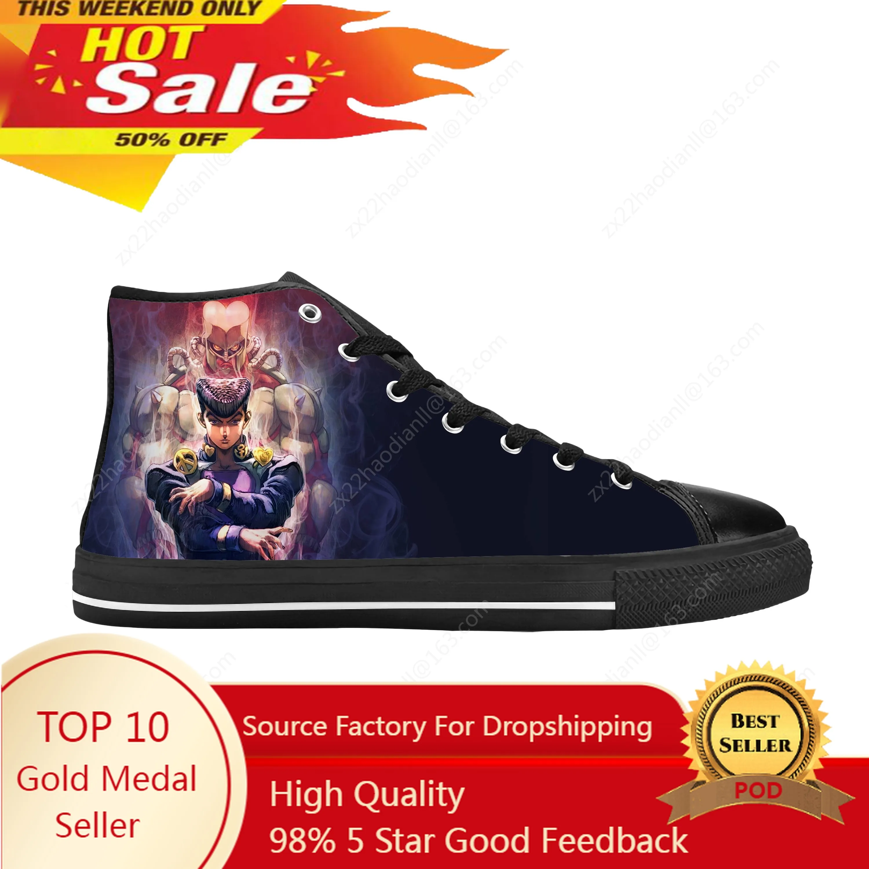 

Anime Jojo Bizarre Adventure Higashikata Josuke Casual Cloth Shoes High Top Comfortable Breathable 3D Print Men Women Sneakers