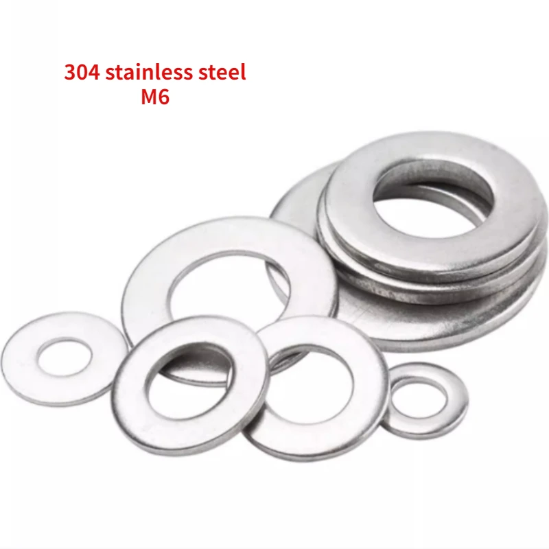 10-200pcs M6 304 Stainless Steel Washers Flat Gaskets Ultra-thin Round Washer Sealing Gasket Thickness 0.8/1/1.2/1.5/2mm