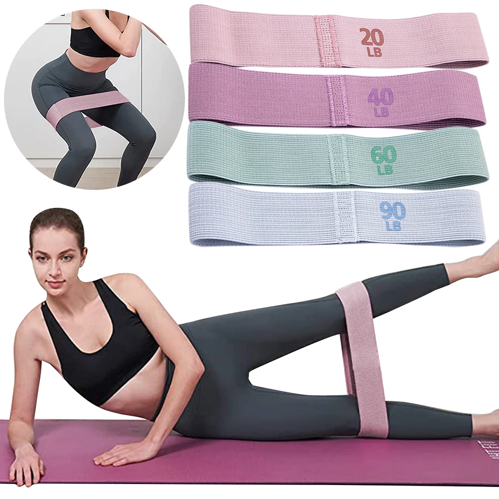 Hip Resistance Bands Thick Fabric Glute Thigh Elastic Bands Anti-Slip Stretch Fitness Strips for Home Gym Yoga Workout Equipment