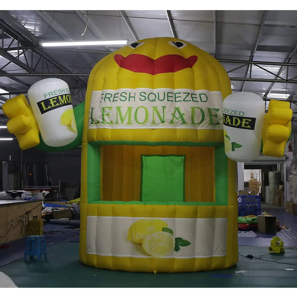 Concession Giant Booth  Inflatable Lemonade  Stand Outdoor Lemon Sale Stand with Air Blower for Events Advertising Promotion