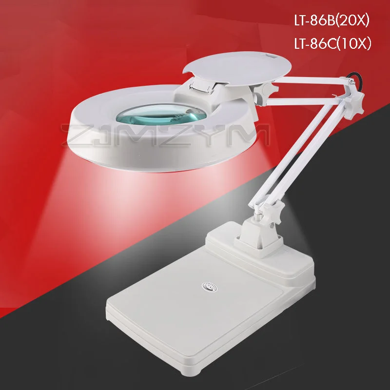 220V Desktop HD Precision Magnifying Glass PCB With LED Light Soldering Hand Phone Screen Magnifier Clamp Loupe for Electronics