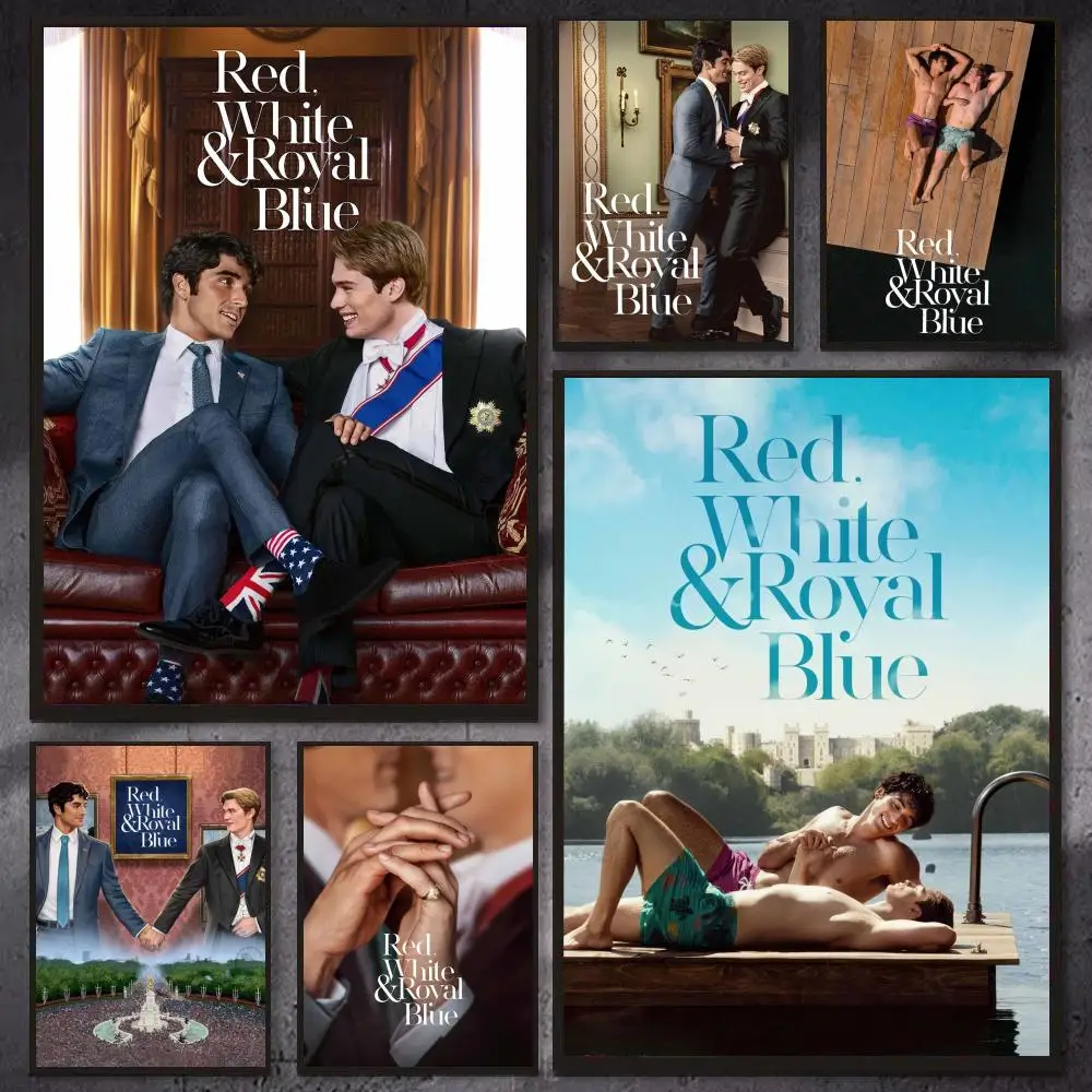 R-Red, White & Royal Blue Poster PP Wall Art Prints Poster for Dorm Room Apartment Home Office Room Decor Gift Waterproof