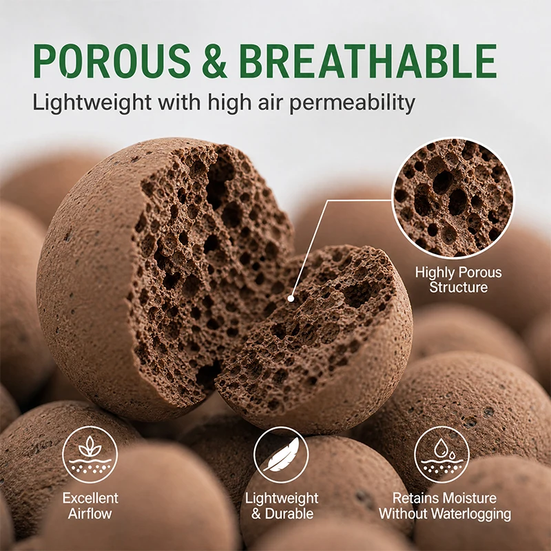 Horticultural lightweight clay pebble substrate for potted succulents, aquarium fish tanks, and hydroponic planters