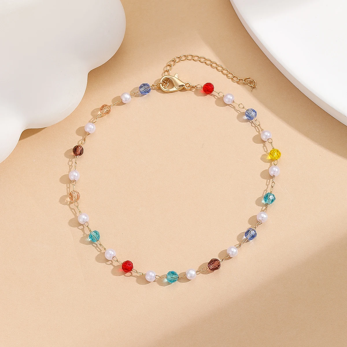 Kinitial Stainless Steel Colorful Beads Anklets For Women Girls Bohemia Anklet Summer Beach Jewelry Party Gift